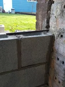 Cement block repair in McHenry home exterior